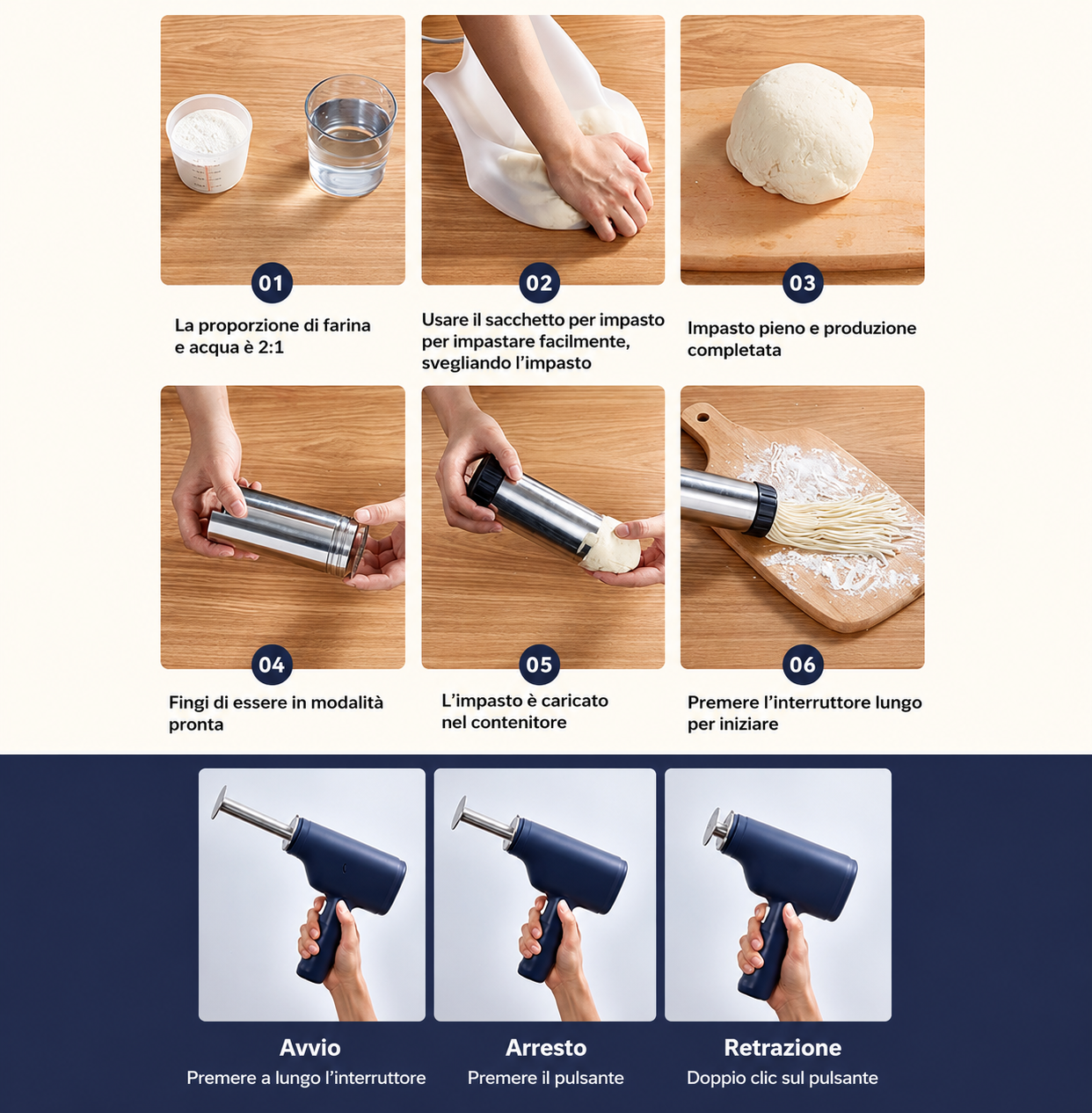 Macchina per la pasta elettrica professionale senza fili